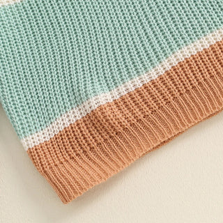 Baby Toddler Boys Girls Sweater Casual Contrast Color Stripes Warm Knitted Long Sleeve Pullover Top