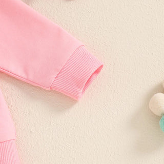 Baby Toddler Girls 3Pcs Fall Outfit Long Sleeve Bow Embroidery Crewneck Top + Jogger Pants + Headband Set