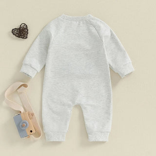 Baby Boys Mama's Boy / Little Dude Fall Romper Letter Embroidery Long Sleeve Crew Neck Full Length Jumpsuit