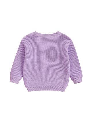 Baby Toddler Kids Girl Halloween Sweater Long Sleeve Round Neck Ghost Flower Embroidery Knit Pullover Top