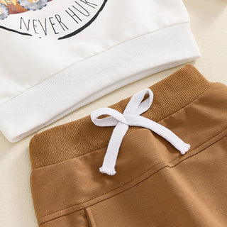 Baby Toddler Boys 2Pcs Fall Outfit A Little Dirt Never Hurt / Farmers Keep America Growing Letter Tractor Print Long Sleeve Top and Long Pants Set