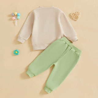 Baby Toddler Boy 2Pcs Birthday Boy Outfit Letter Ballon Embroidery Long Sleeve Pullover Crewneck Top Elastic Waist Solid Pants Jogger Set