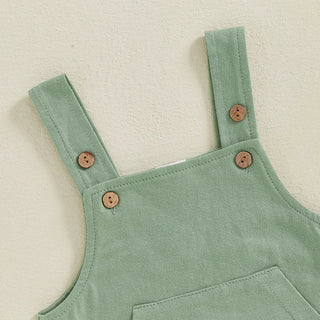 Baby Toddler Boys Girls Overalls Tank Sleeveless Square Neck Front Pocket Suspender Shorts Romper