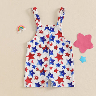 Baby Boys Girls 4th of July Romper Stars and Stripes Pattern Infant Overalls Sleeveless Tank Jumpsuit