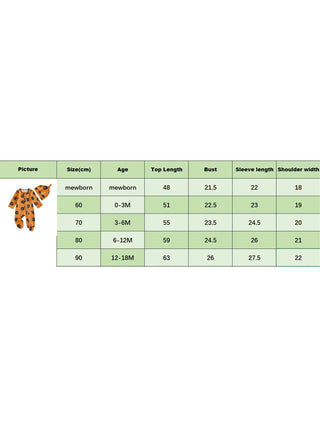 Baby Boy Girl 2Pcs Halloween Footed Zipper Romper Pumpkin Print Long Sleeve Round Neck Zip Jumpsuit with Hat Set