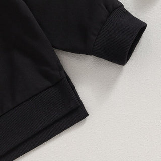 Toddler Baby Boys Girls 2Pcs Fall Outfits Long Sleeve Split Hem Tops Pocket Pants Solid Color Clothes Sets