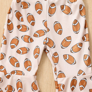 Baby Toddler Girl Jumpsuit Football Print Romper Bell Bottom Tank Romper
