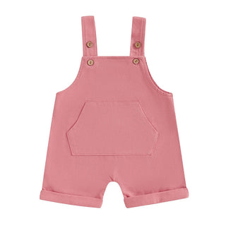 Baby Toddler Boys Girls Overalls Tank Sleeveless Square Neck Front Pocket Suspender Shorts Romper
