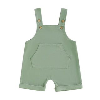 Baby Toddler Boys Girls Overalls Tank Sleeveless Square Neck Front Pocket Suspender Shorts Romper