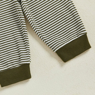 Baby Toddler Boys 2Pcs Long Sleeve Embroidery Duck Top with Striped Pants Infant Clothes Set