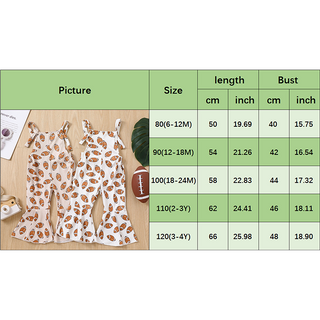 Baby Toddler Girl Jumpsuit Football Print Romper Bell Bottom Tank Romper