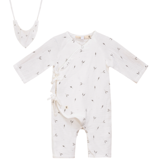 Leaf Print muslin Wrap Romper - By Baano