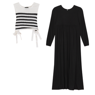 Dress with Crochet Knitted Vest - By Baano