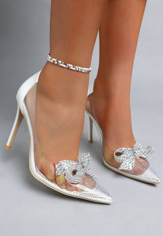Erika Rhinestones Embellished Clear Pump Shoes