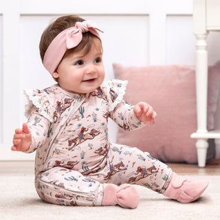 Prairie Princess Baby Girl Bamboo Western Zipper Romper Tesa Babe