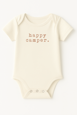 Happy Camper Clay Organic Cotton Baby Bodysuit Short Sleeve - By Baano