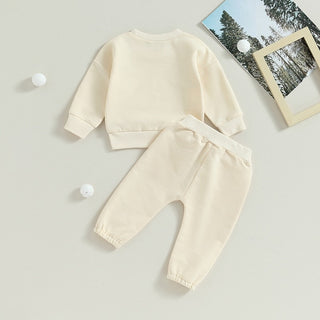 Baby Toddler Girls Boys 2Pcs Fall Sets Solid Long Sleeve Tops Pants Outfit