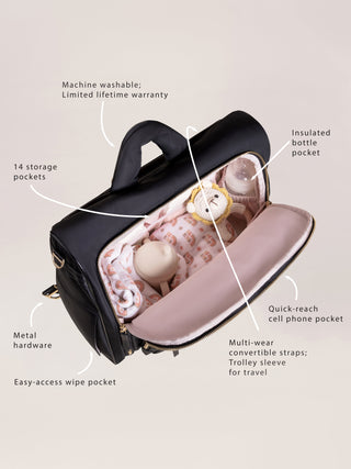 Satchel Diaper Bag - Black - By Baano