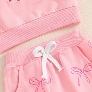 Baby Toddler Girls 3Pcs Fall Outfit Long Sleeve Bow Embroidery Crewneck Top + Jogger Pants + Headband Set