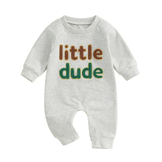 Baby Boys Mama's Boy / Little Dude Fall Romper Letter Embroidery Long Sleeve Crew Neck Full Length Jumpsuit