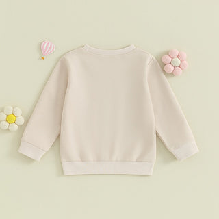 Toddler Baby Kids Boys Girls Fuzzy Letter Embroidery Cousin Crew Matching Long Sleeve Round Neck Pullover Loose Top