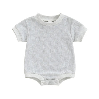 Baby Boys Girls Bodysuit Short Sleeve Crew Neck Checkerboard Summer Playsuit Romper