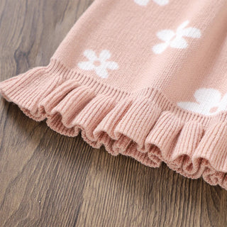 Baby Toddler Girl Long Sleeve Flower Floral Print Ruffle Sweater A-Line Dress