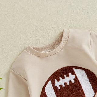 Baby Boy Girl Bodysuit Football Embroidered Long Sleeve Fall Jumpsuit Romper