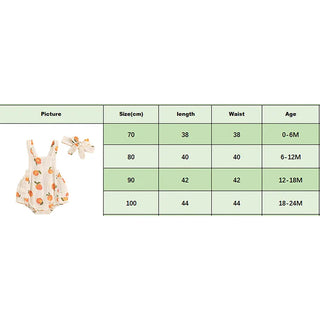 Baby Toddler Girls Romper Peach Print Sleeveless Square Neck Side Tiered Ruffled Jumpsuit with Headband Set