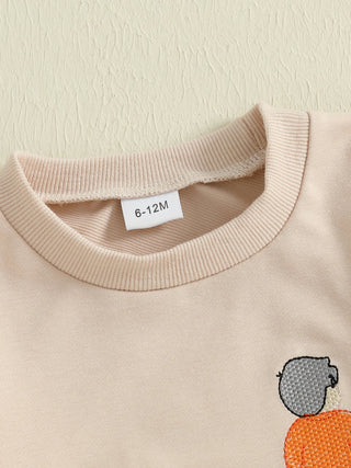 Baby Toddler Boys 2Pcs Autumn Long Sleeve Football Embroidery Top Drawstring Jogger Pants Set