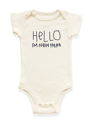Hello I'm New Here Organic Baby Bodysuit - By Baano