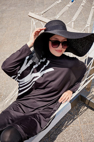 Lycra Black Burkini Modest Swimwear M2308 - By Baano
