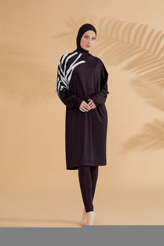 Lycra Black Burkini Modest Swimwear M2308 - By Baano
