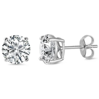 Brilliant Round Cut Stud Earrings in Silver - Effortlessly Elegant