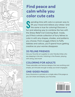 Stress Relief Cat Coloring Book: Calming and Adorable Designs for Adults (Spiral Bound) - By Baano