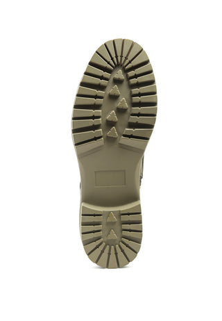 Camel Stud Lined Lace-Up Biker Boots