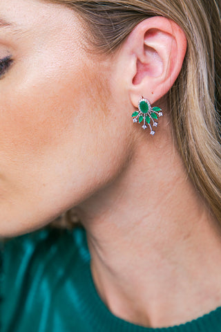 GREEN STARBURST FAN STUD EARRINGS - By Baano