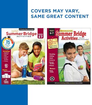 Summer Bridge Activities 6th to 7th Grade Workbooks, Math, Reading Comprehension, Writing, Science, Social Studies, Fitness Summer Learning, 7th Grade Workbooks All Subjects With Flash Cards (Spiral Bound) - By Baano