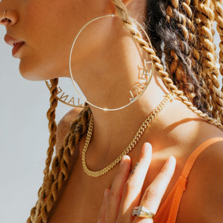 Block Name Hoop Earrings