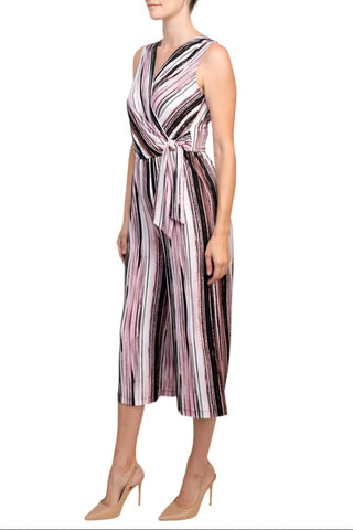 Connected Apparel Surplice Neck Tie Side Multi Print ITY Jumpsuit - Glamourous Grace
