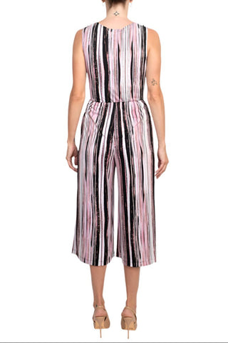 Connected Apparel Surplice Neck Tie Side Multi Print ITY Jumpsuit - Glamourous Grace