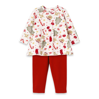 Girls' Christmas Tunic Set – Bamboo Holiday Outfit Set - Noel - By Baano