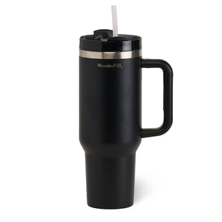 Handled Tumbler Black with Silver - 40 oz