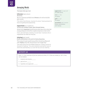 The Vocabulary Builder Workbook (Spiral Bound) - By Baano