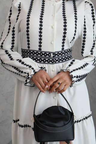 Tiered Embroidered Maxi Dress with Belt - A Perfect Blend of Style and Elegance - By Baano