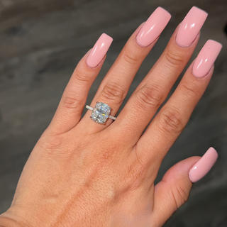 6.0ct Cuhsion Cut Moissanite Lab Diamond Accented Engagement Ring Ring Deluxe Fine Jewelry