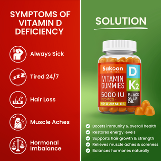 5000 IU Vitamin D3 With Vitamin K2 & Black Seed Oil - By Baano