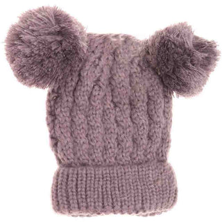 Kids Solid Double Pom C.C Beanies