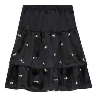 Embroidered Velvet Layered Skirt - By Baano