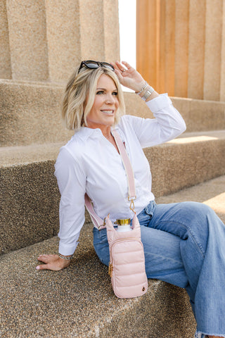 Blush HydroBag® with Blush and Ivory Striped Strap